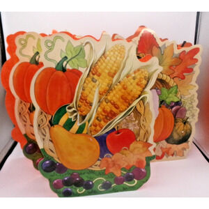 Vintage Halloween Thanksgiving Gift Bag Pumpkin Corn Leaves Squash lot of 3 bags
